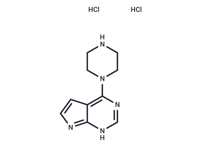 1-{1H-pyrrolo[2,3-d]pyrimidin-4-yl}piperazine 2HCl Chemical Structure