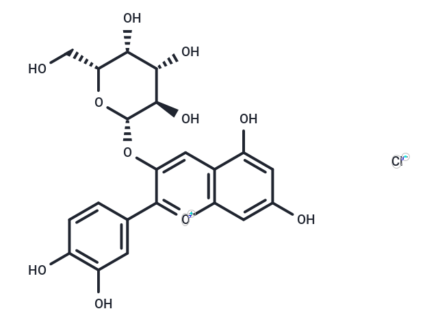 Cyanidin-3-O-galactoside chloride Chemical Structure