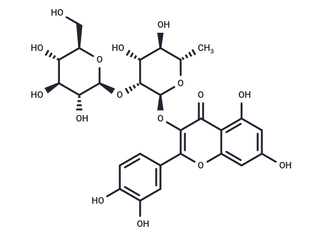 Quercetin-3-O-D-glucosyl]-(1-2)-L-rhamnoside Chemical Structure