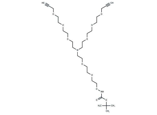 N-(t-Boc-Aminooxy-PEG2)-N-bis(PEG3-propargyl) Chemical Structure