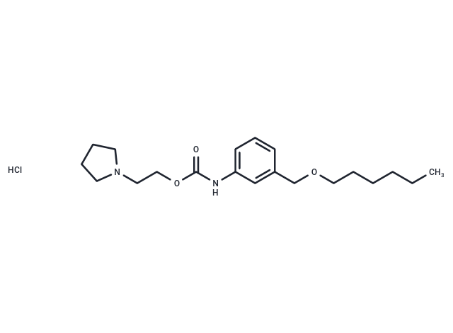 Carbanilic acid, m-((hexyloxy)methyl)-, 2-(1-pyrrolidinyl)ethyl ester, hydrochloride Chemical Structure