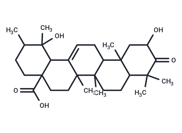 2alpha,19alpha-Dihydroxy-3-oxo-urs-12-en-28-oic acid Chemical Structure