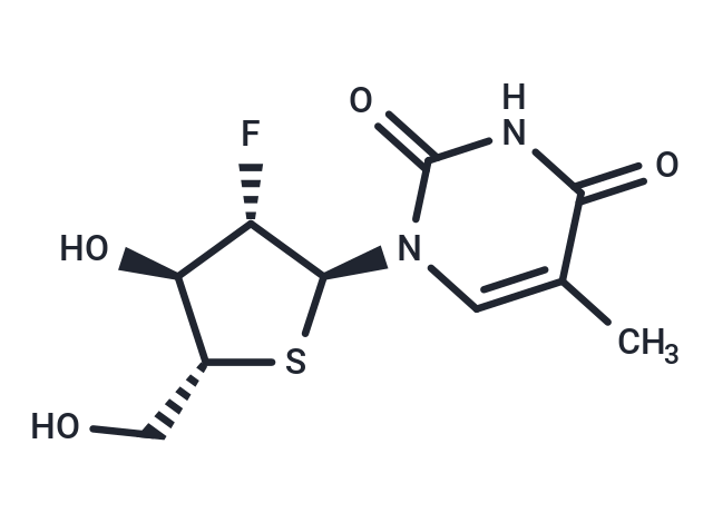 2’-Deoxy-2’-fluoro-5-methyl-4’-thio-a-D-arabinouridine Chemical Structure