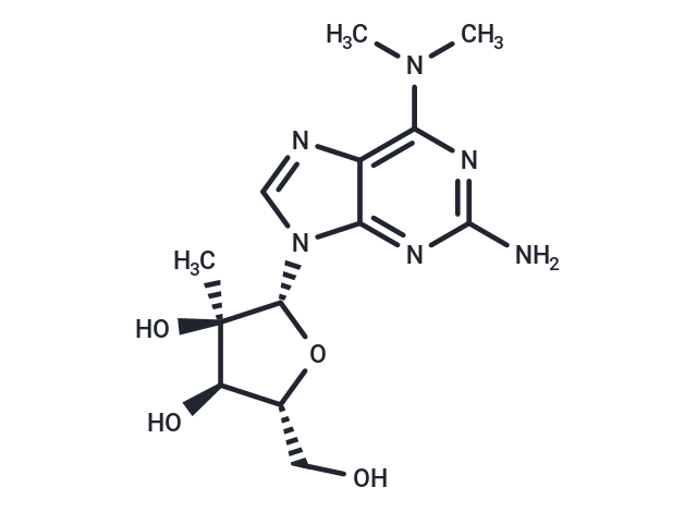 2’-b-C-Methyl-2-amino-N6,N6-dimethyladenosine Chemical Structure